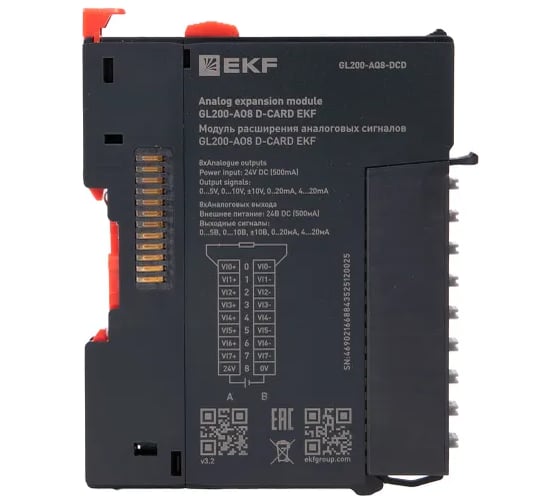 Изображение товара Модуль расширения аналоговых сигналов EKF GL200-AO8 D-CARD GL200-AQ8-DCD
