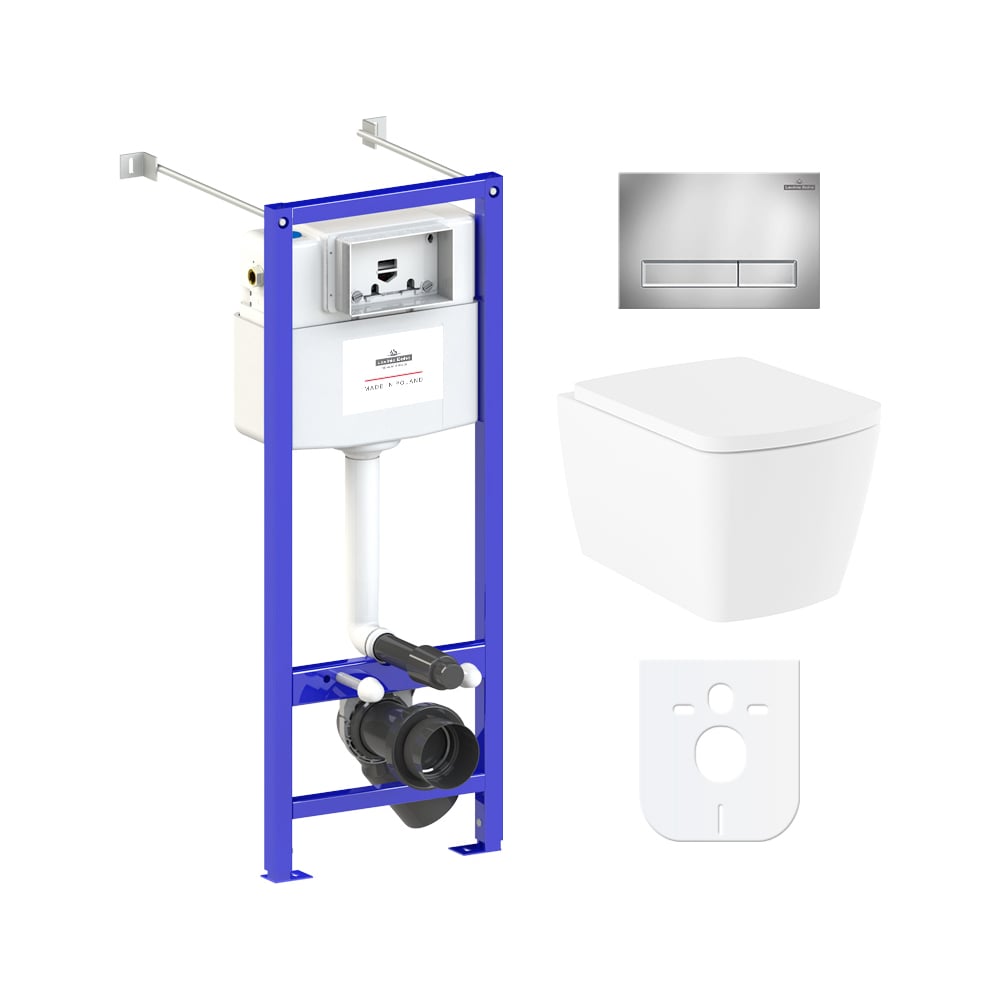 Изображение товара Комплект инсталляции с унитазом Lavinia Boho Aveo Rimless 6 в 1 современный белый