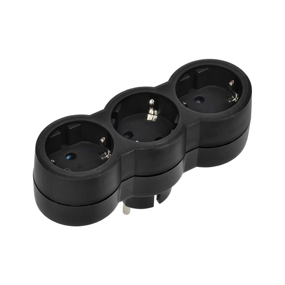 Изображение товара Тройник IEK STANDARD Т-01/03 3 места 2P+PE 16А вертикальный черный 050512