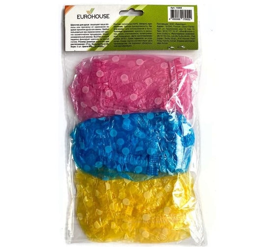 Изображение товара Шапочка для душа EUROHOUSE 3 шт. 13203