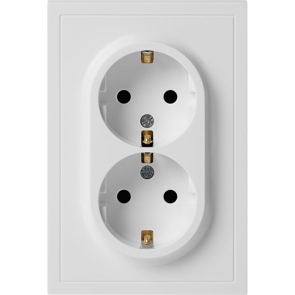 Изображение товара Розетка ЭРА Galaxy 15-2104-08 с заземлением двойная 2X2P+E Schuko 16А-250В IP20 белый матовый Б0070691