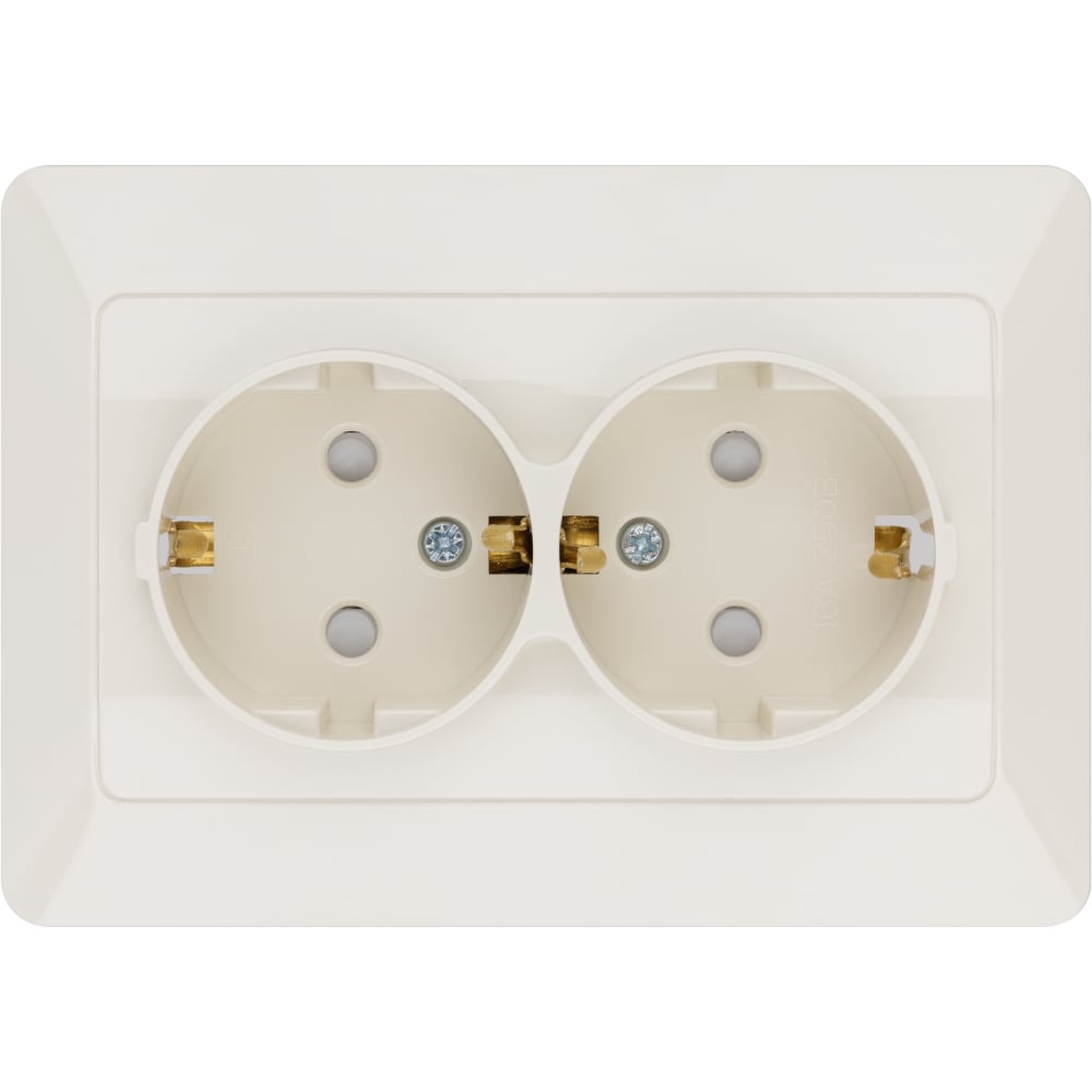 Изображение товара Двойная электросеточная розетка TDM ELECTRIC 2П+З, IP20, слоновая кость