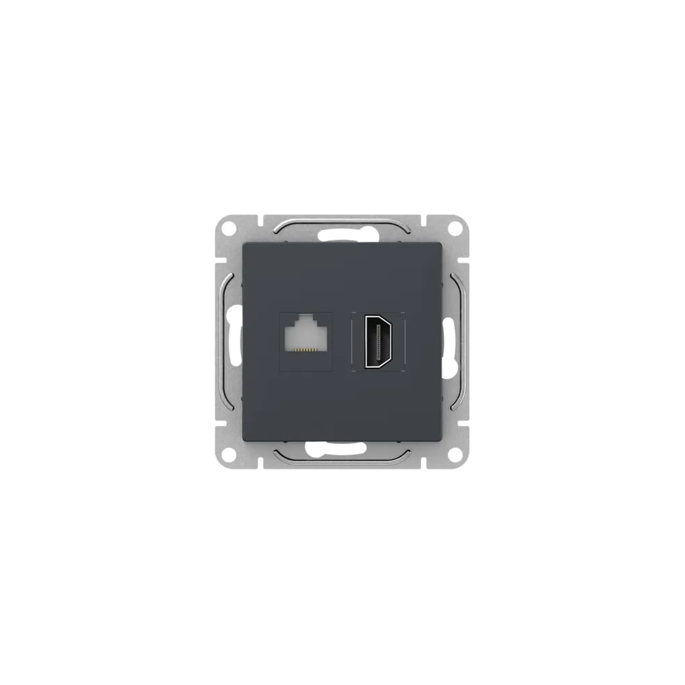 Механизм розетки EKF Эпика HDMI+RJ45 (cat5), графит UP1-SOG-HDMI-RJ45