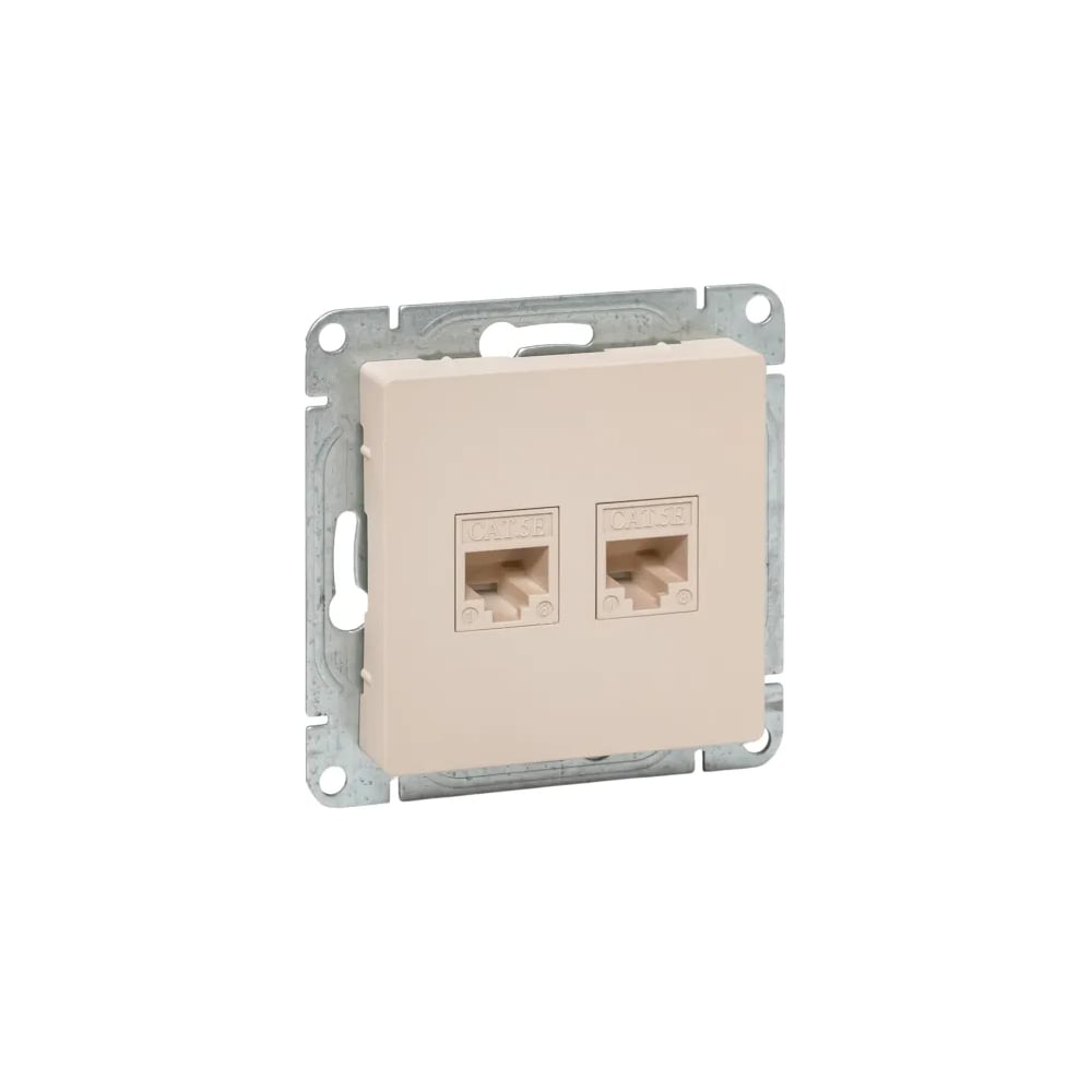 Механизм розетки EKF Эпика RJ45 - 2шт, (cat6), кремовый UP1-SOI-2RJ45-6