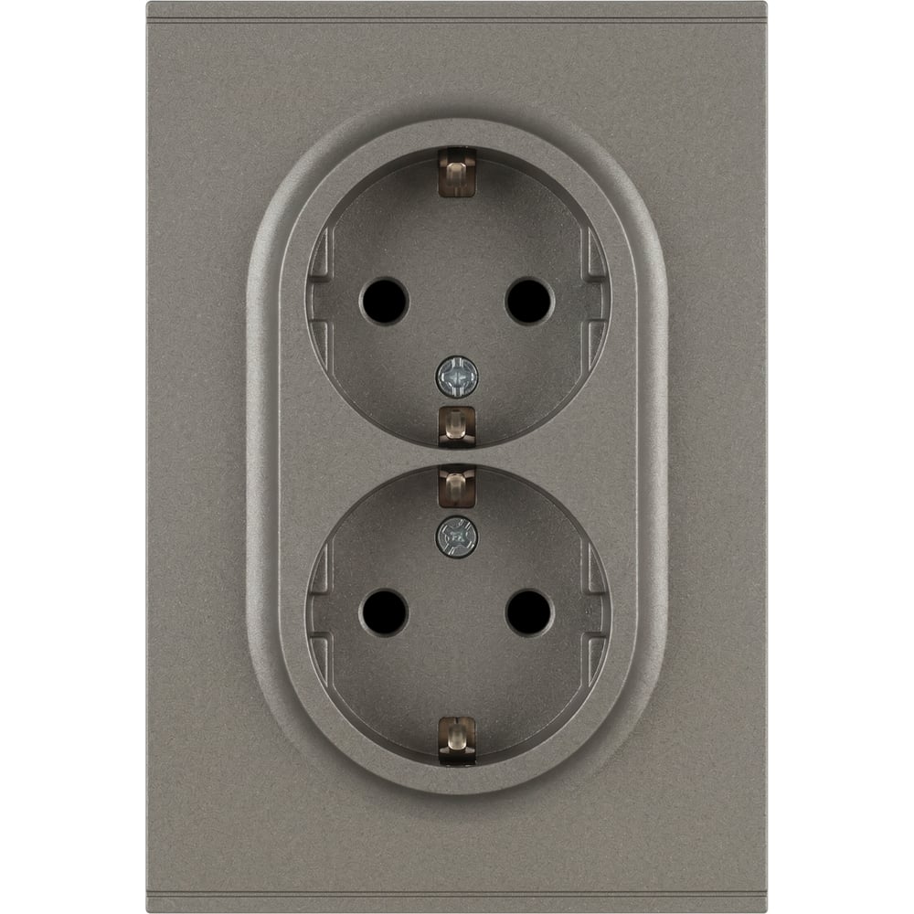 Изображение товара Розетка ЭРА Arktik 16-2105-07 двойная с заземлением 2X2P+E Schuko со шторками 16А-250В титан Б0070460