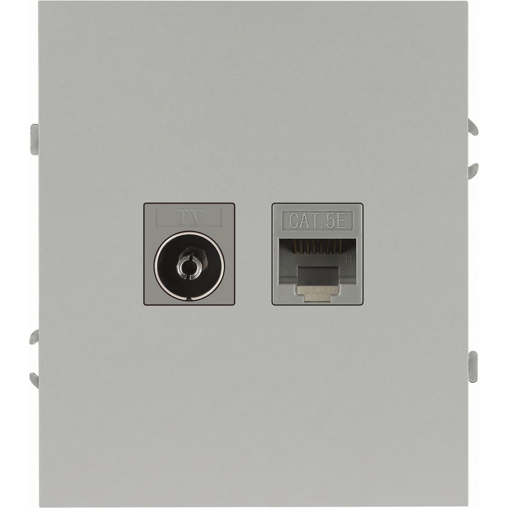 Изображение товара Розетка комбинированная ЭРА Arktik RJ45+TV, встроенная, серебристая