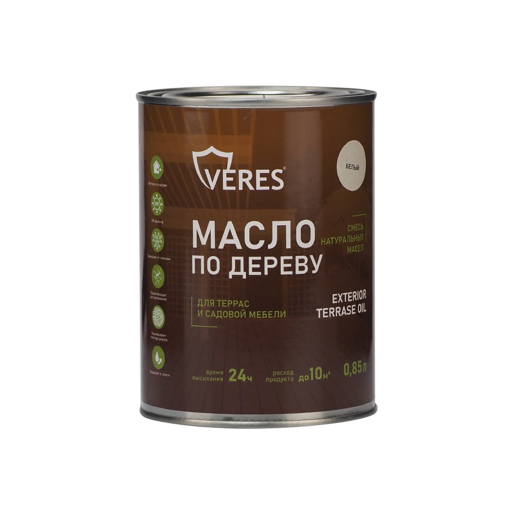 Изображение товара Масло для дерева Veres Exterior Terrase Oil 0,85л белое с влагозащитой Изображение товара Масло для дерева Veres Exterior Terrase Oil 0,85л белое с влагозащитой