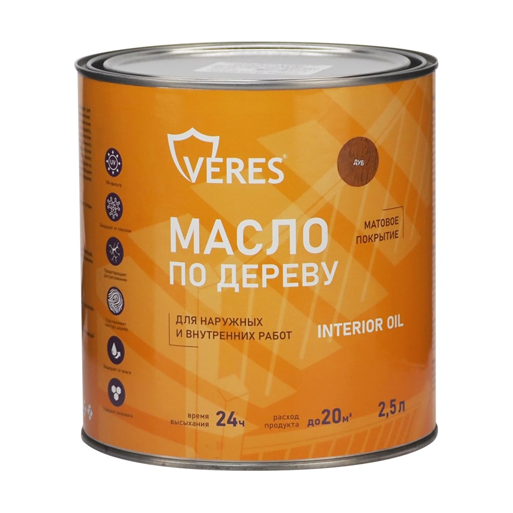 Изображение товара Масло для дерева Veres Interior Oil, 2,5 л, дуб 280564 Изображение товара Масло для дерева Veres Interior Oil, 2,5 л, дуб 280564