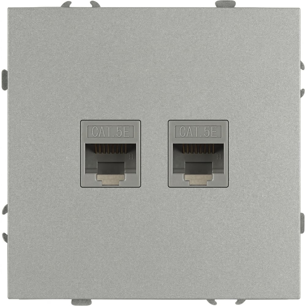 Изображение товара Розетка информационная двойная ЭРА Galaxy RJ45 IP20 Алюминий