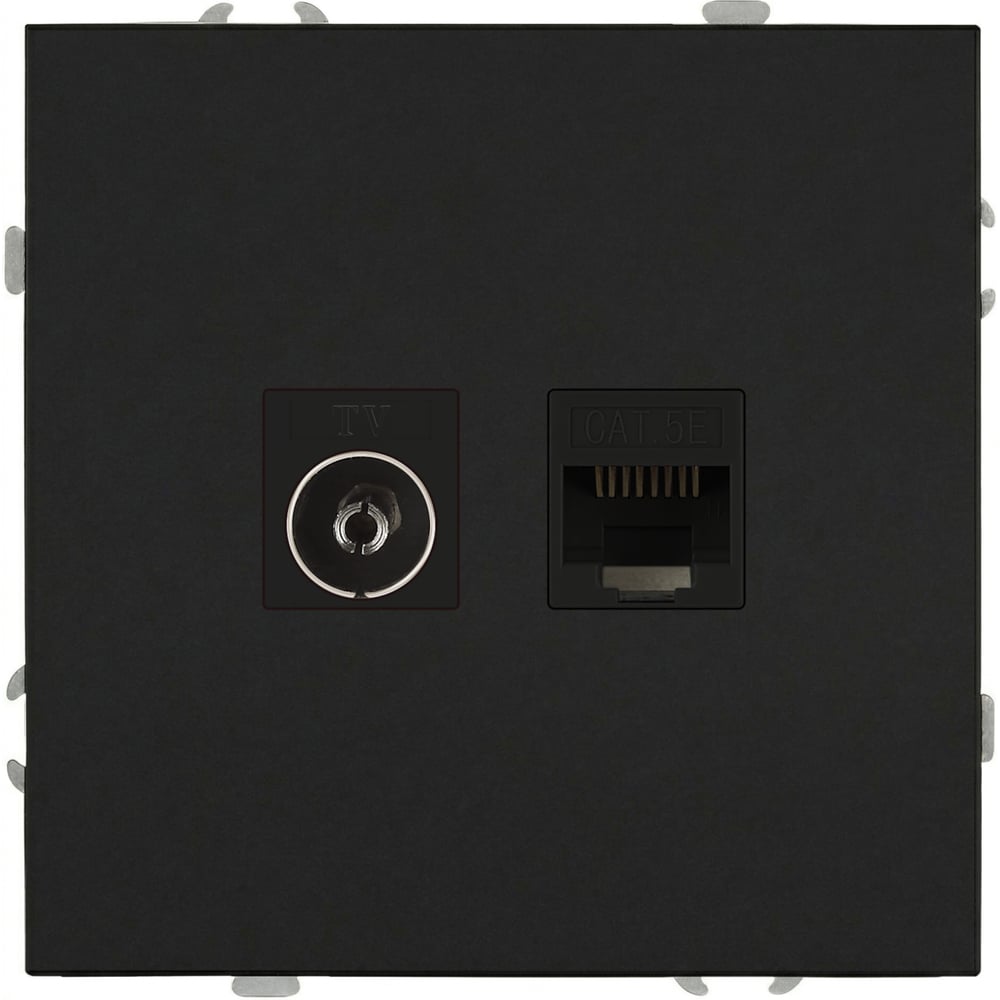 Изображение товара Розетка ЭРА Galaxy 15-3110-05 комбинированная RJ45+TV IP20 антрацит Б0070784