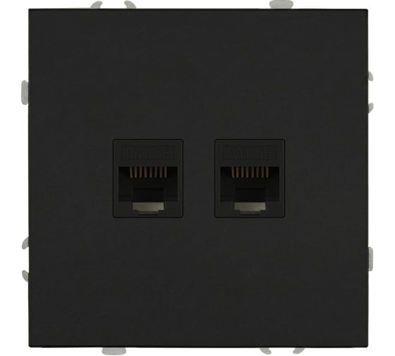 Изображение товара Розетка ЭРА Galaxy 15-3108-05 информационная двойная 2XRJ45 IP20 антрацит Б0070764