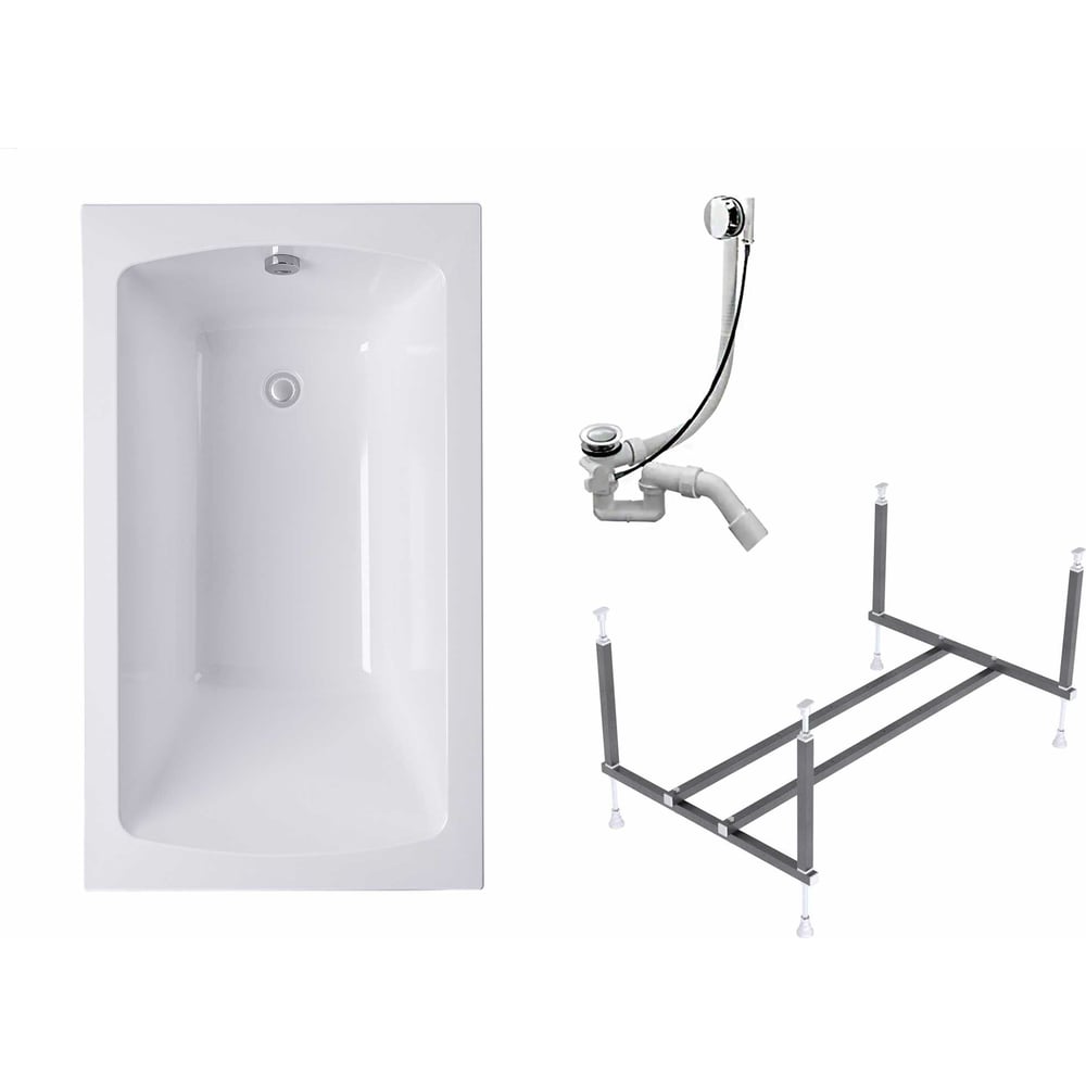 Ванна Timo 3в1 RITTA130х60: ванна, каркас, сифон RITTA1360-KT13S-SPV1505
