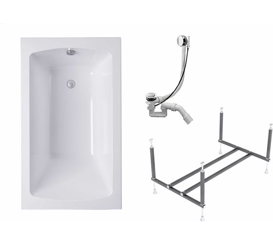 Изображение товара Ванна Timo 3в1 RITTA130х60: ванна, каркас, сифон RITTA1360-KT13S-SPV1505