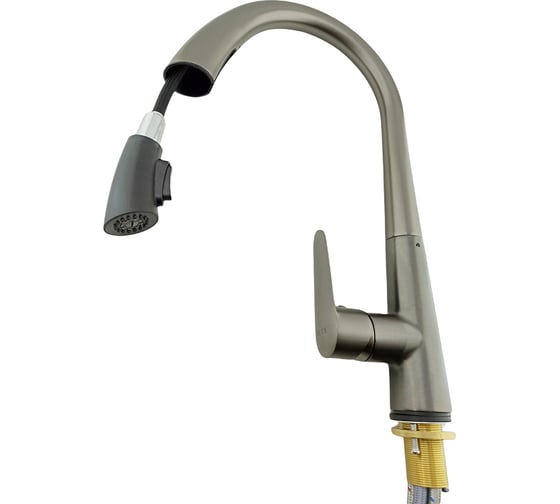 Изображение товара Смеситель для кухни OUTE с выдвижной лейкой, высота 410 мм, титановый T60933BY