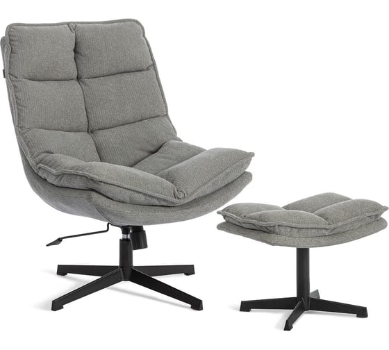 Изображение товара Кресло Tetchair Рефлекс/Reflex с пуфом велюр/букле (HYP), светло-серый 25506