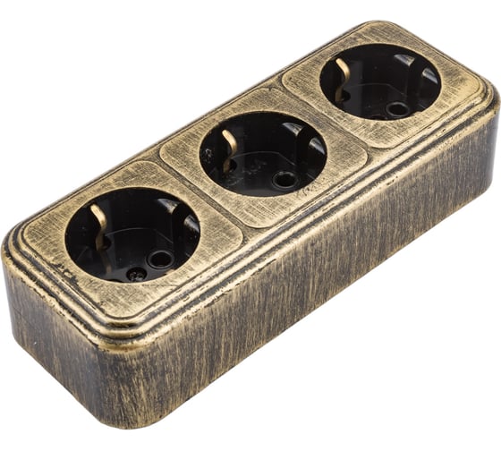 Изображение товара 3-местная розетка SVET RA 16-365-Черная Бронза открытой установки с заземлением EV0311-0057