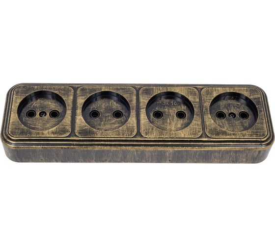 Изображение товара 4-местная розетка SVET RA 16-464-Черная Бронза открытой установки без заземления EV0311-0066