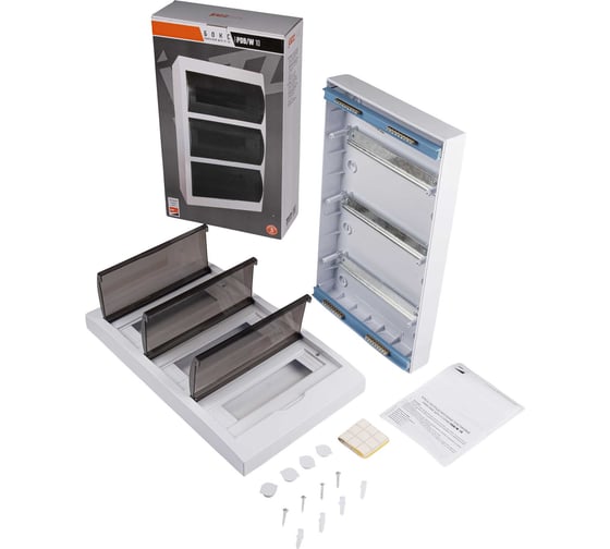 Изображение товара Распределительный бокс модульный навесной Jazzway PDB/W 1036 белый с прозрачной крышкой 24 модуля 5071704