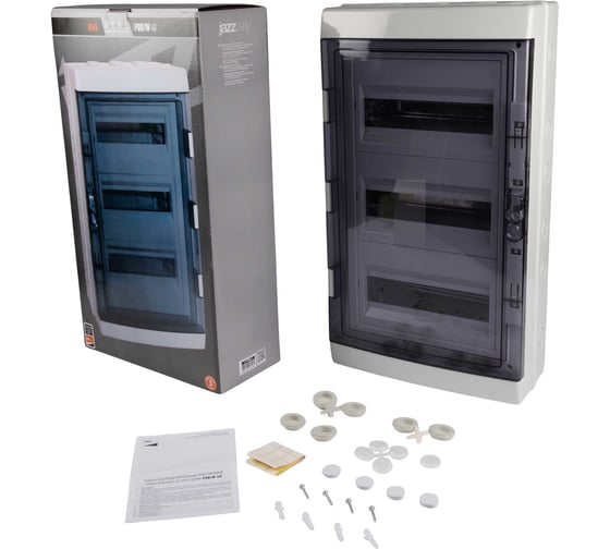 Изображение товара Распределительный бокс модульный навесной PDB/W 4036 Jazzway серый с прозрачной крышкой 36 модулей (ЩРН-ПГ-36) IP65 5072169