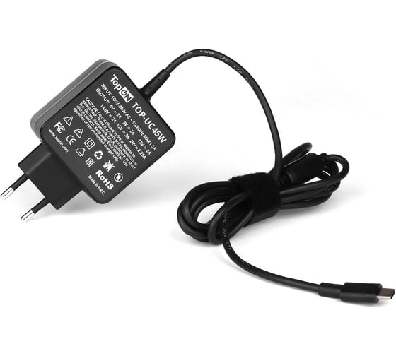 Изображение товара Блок питания TopOn 45W кабель Type-C, Power Delivery, Quick Charge 3.0, в розетку TOP-UC45W