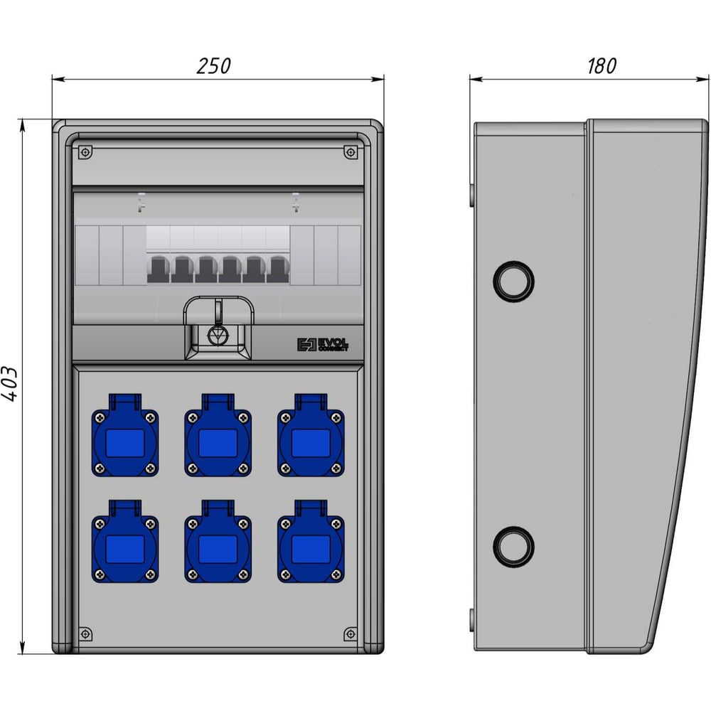 Изображение товара Навесной щит с розетками EVOL COMBOX ULTRA 12, 0106-005-1 Изображение товара Навесной щит с розетками EVOL COMBOX ULTRA 12, 0106-005-1