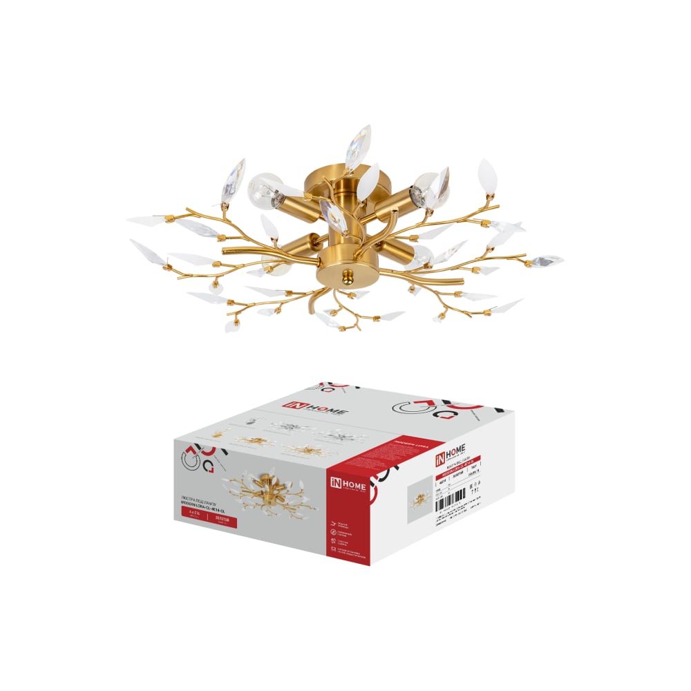 Изображение товара Люстра под лампу IN HOME MODERN LORA-CL-4E14-GL 4хЕ14 золотой 4690612067223