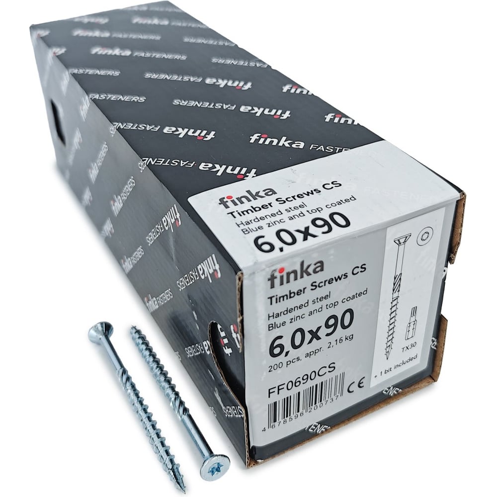 Изображение товара Шурупы конструкционные Finka CS 6,0x90 TX30 голубой цинк для дерева Изображение товара Шурупы конструкционные Finka CS 6,0x90 TX30 голубой цинк для дерева