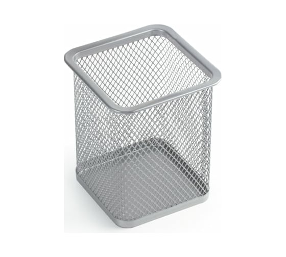 Изображение товара Подставка-органайзер BRAUBERG Germanium металлическая, квадратное основание, 98x80x80 мм, серебристая 231939