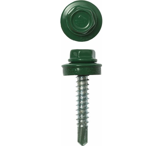 Изображение товара Кровельные саморезы для деревянной обрешетки STAYER СКД RAL 6002 зеленый лист, 51х4.8 мм, 1200 шт. 30300-48-051-6002