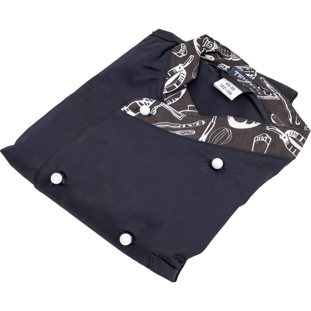 Изображение товара Мужской китель повара Tekca Line размер 44-46, рост 182-188, черный, смесовая ткань