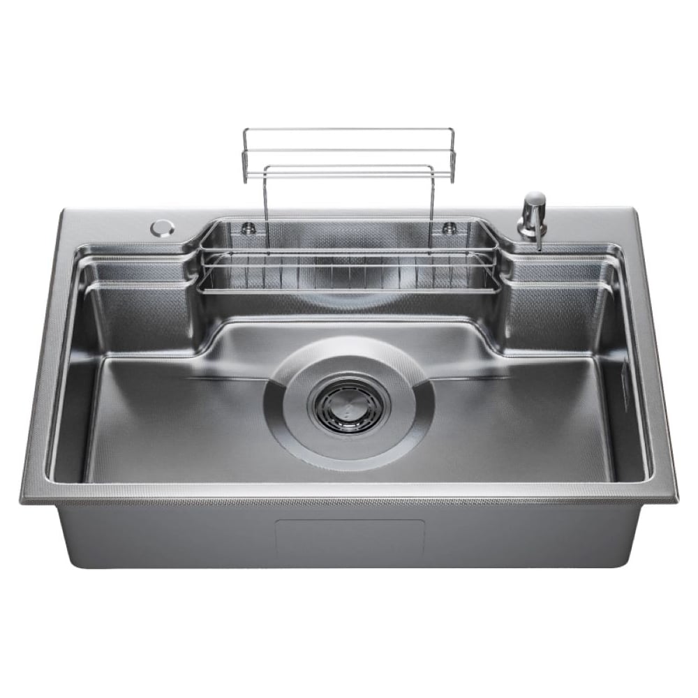 Изображение товара Мойка из нержавеющей стали MIXLINE PRO 75х46 сатин с сифоном и дозатором