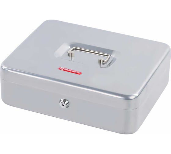 Изображение товара Ящик для денег, ценностей, документов, печатей BRAUBERG 90х240х300 мм, ключевой замок, серебристый 291060