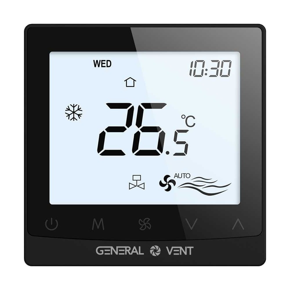 Изображение товара Электронный термостат General Vent GT115W-4DT(B) с сенсорным управлением Изображение товара Электронный термостат General Vent GT115W-4DT(B) с сенсорным управлением