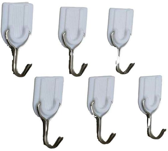 Изображение товара Набор крючков на липучке Доляна Классика 6 шт. цвет белый 2663712