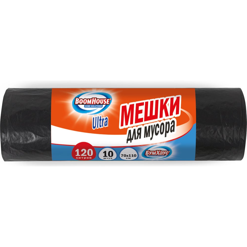 Изображение товара Мешки для мусора BOOMHOUSE 120л черные прочные рулон 10 шт