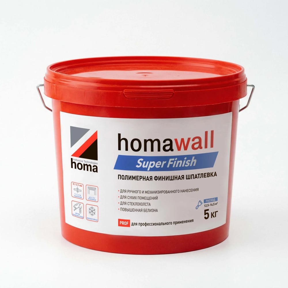 Изображение товара Полимерная финишная шпатлевка Homakoll HOMAWALL Super Finish 5 кг hwsf-05-19