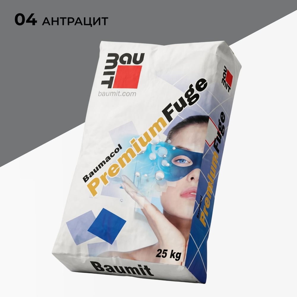 Изображение товара Затирка для швов эластичная BAUMIT Baumacol PremiumFuge, Антрацит, 25 кг (1661)