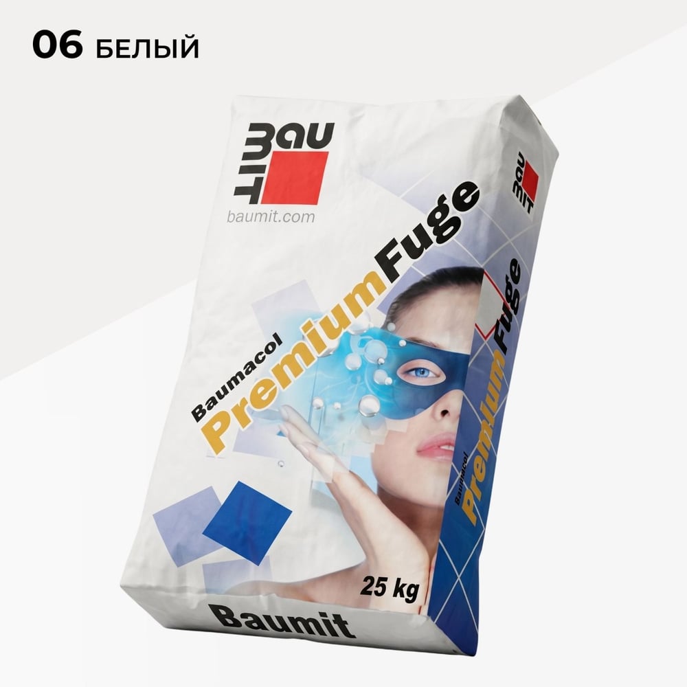 Затирка для швов эластичная BAUMIT Baumacol PremiumFuge, Белый, 25 кг (1652)