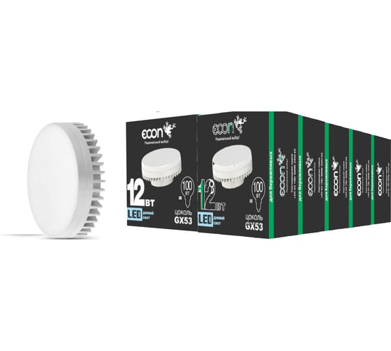 Изображение товара Лампа светодиодная Econ LED GX 12Вт 6500K GX53 ES (упаковка 10шт) 10-7812532