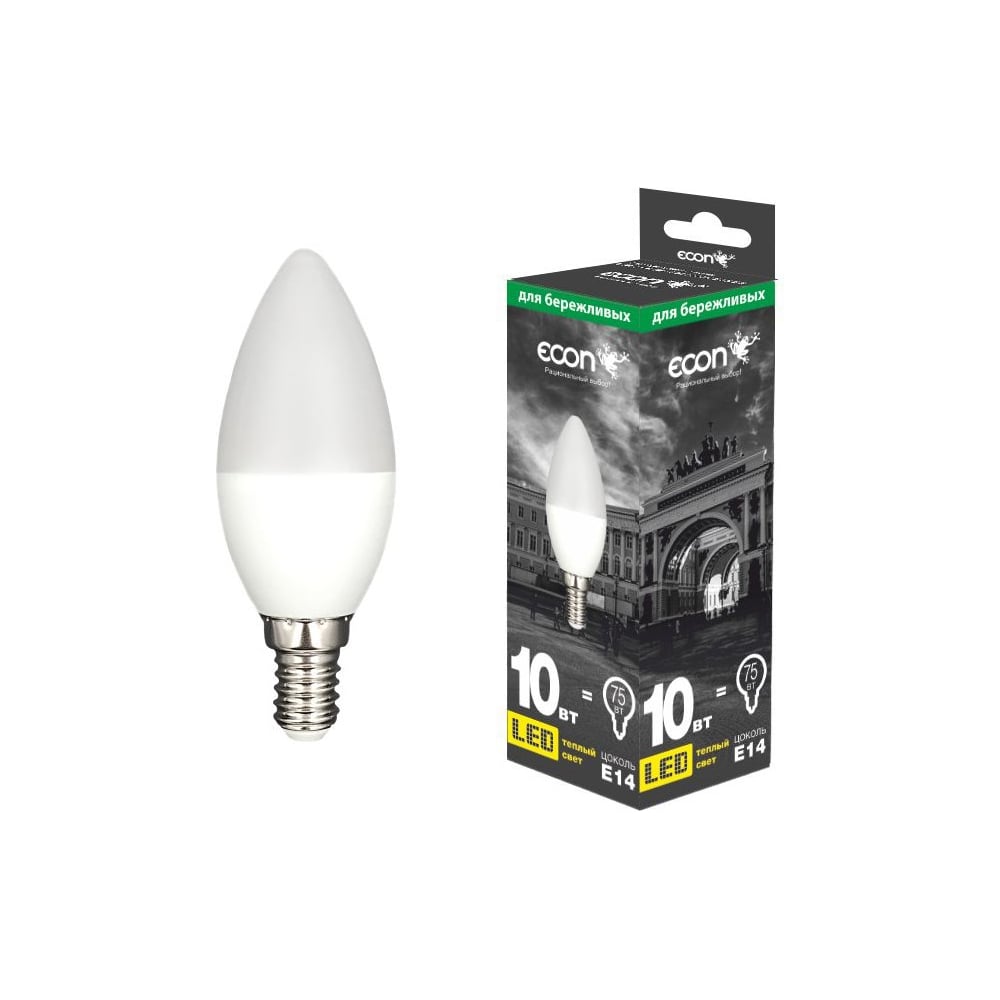Изображение товара Лампа светодиодная Econ LED CN 10Вт E14 3000K B35 ES 10-7210011 Изображение товара Лампа светодиодная Econ LED CN 10Вт E14 3000K B35 ES 10-7210011
