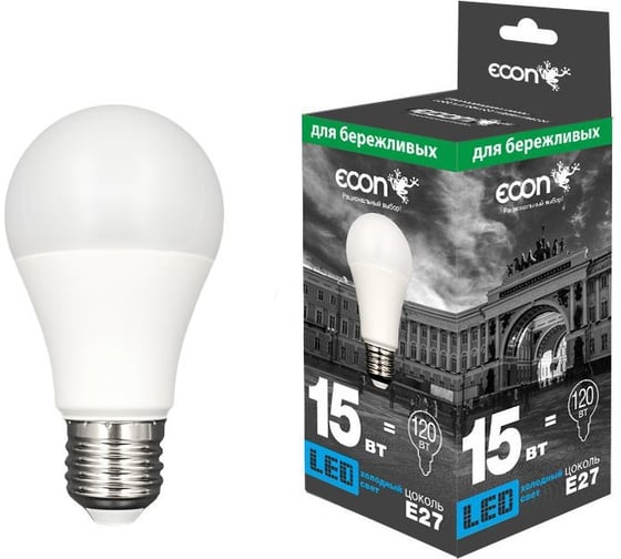 Изображение товара Лампа светодиодная LED A 15Вт E27 4200K A60 ES Econ (упаковка 10шт) 10-7115020