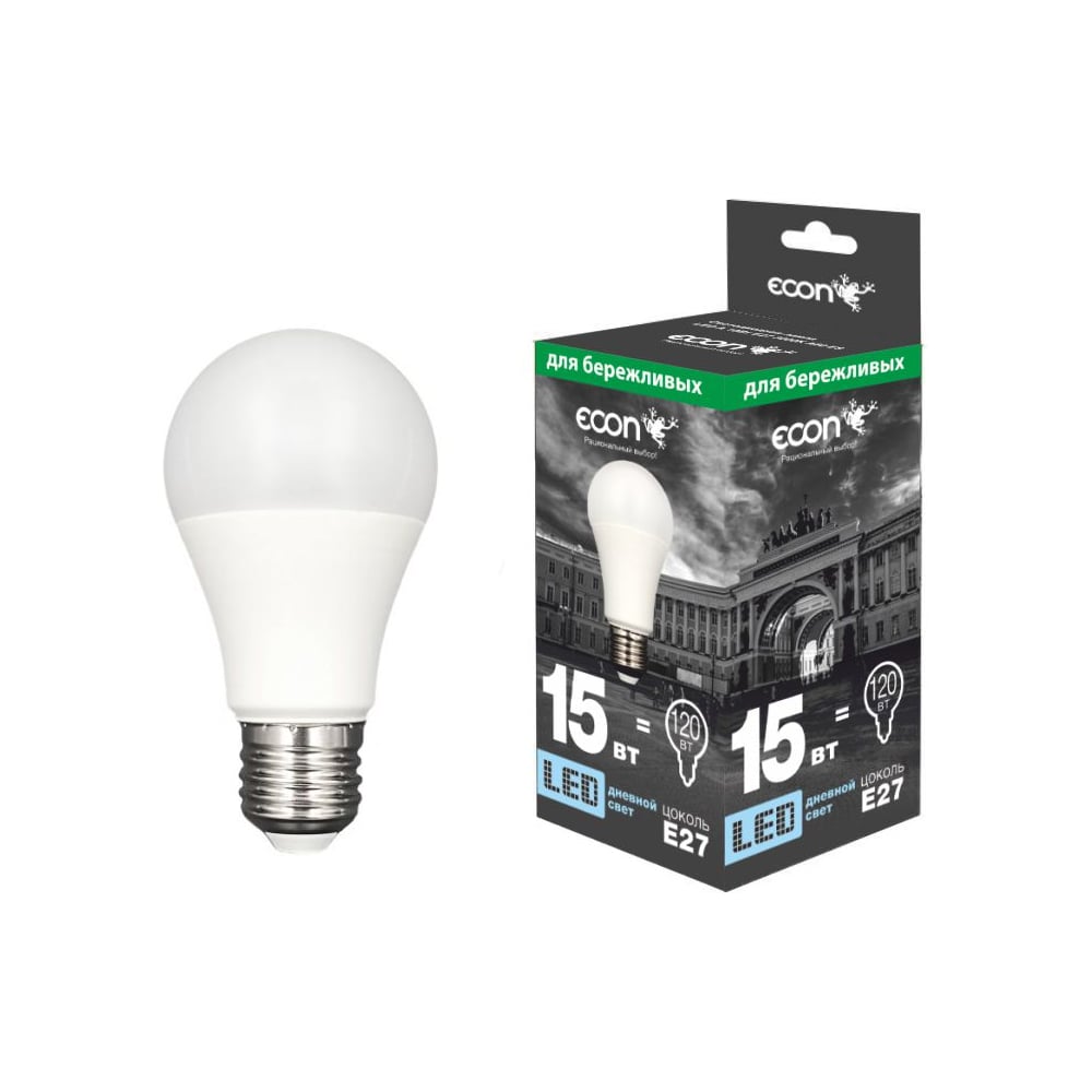 Изображение товара Лампа светодиодная LED A 15Вт E27 6500K A60 ES Econ (упаковка 10шт) 10-7115022 Изображение товара Лампа светодиодная LED A 15Вт E27 6500K A60 ES Econ (упаковка 10шт) 10-7115022