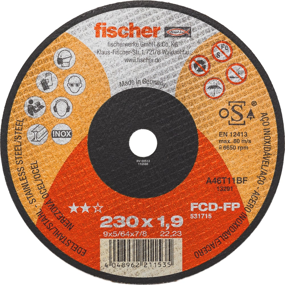 Диск отрезной fischer FCD-FP 230X1,9X22,23 мм 531715