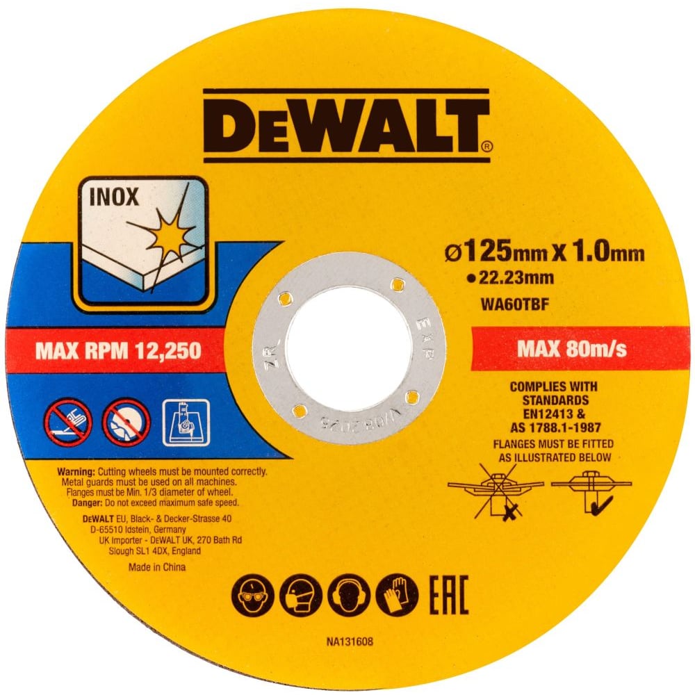 Изображение товара Отрезной диск Dewalt DT20540, по металлу, 125х22.23х1 мм, 100 шт. () DT20540-QZ Изображение товара Отрезной диск Dewalt DT20540, по металлу, 125х22.23х1 мм, 100 шт. () DT20540-QZ