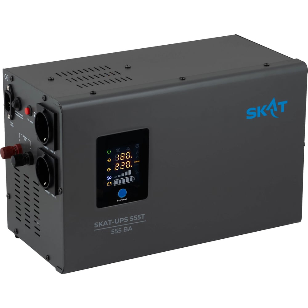 Изображение товара Источник питания SKAT UPS 555T Line-Interactive 220В, 555ВА, работает от 1 внутренней/внешней АКБ 4545 Изображение товара Источник питания SKAT UPS 555T Line-Interactive 220В, 555ВА, работает от 1 внутренней/внешней АКБ 4545