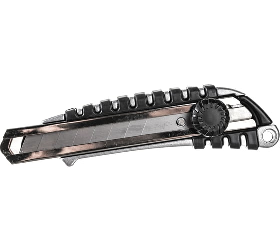 Изображение товара Канцелярский нож BRAUBERG Metallic 18 мм роликовый фиксатор резиновые вставки металл 237159