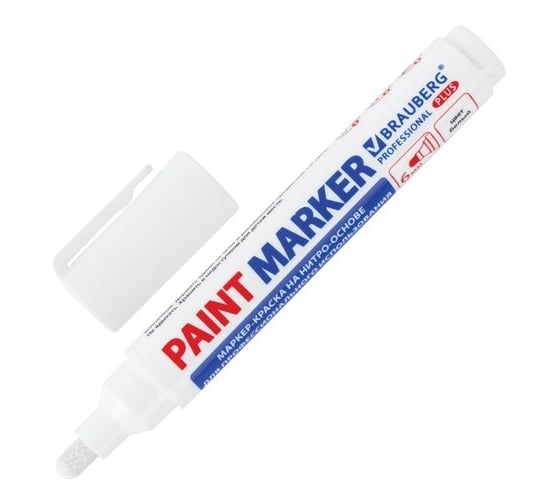 Изображение товара Лаковый маркер-краска BRAUBERG PRO PLUS EXTRA paint marker 6 мм, белый, нитро-основа 151450