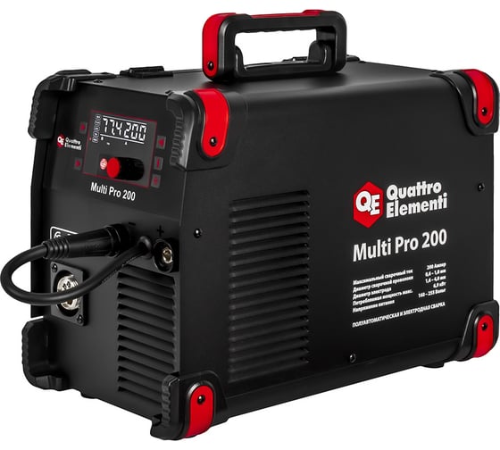 Изображение товара Аппарат полуавтомат. сварки, инвертор Multi Pro 200 (200A, 3 вида сварки MIG/TIG/MMA, кат. 5кг, дисплей) QUATTRO ELEMENTI 920-797
