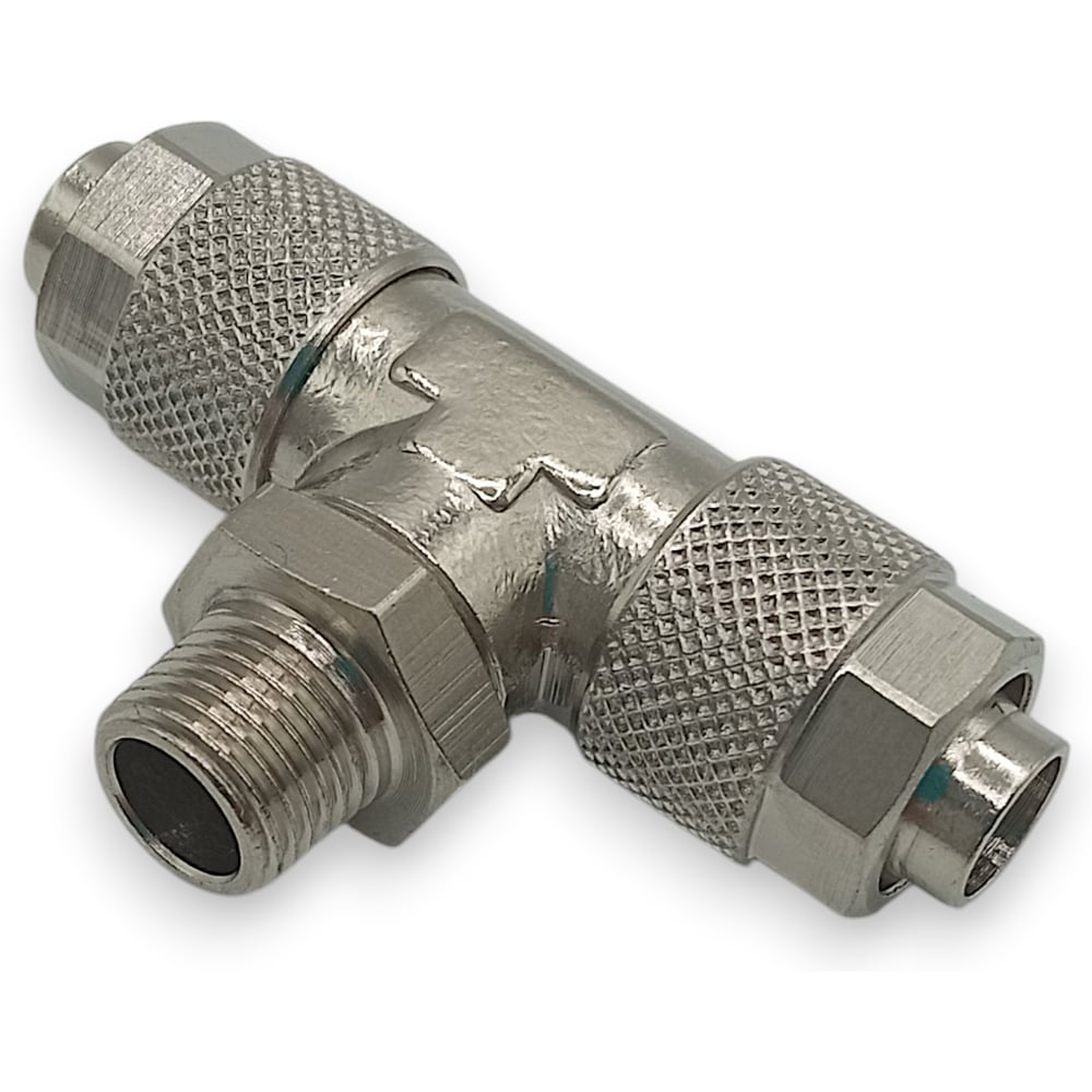 Изображение товара Тройник с накидной гайкой Контактная Механика 1/8, трубка 10мм KMBBT10-01