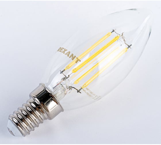 Изображение товара Филаментная диммируемая лампа REXANT Свеча CN35 7.5 Вт 4000K E14 604-088